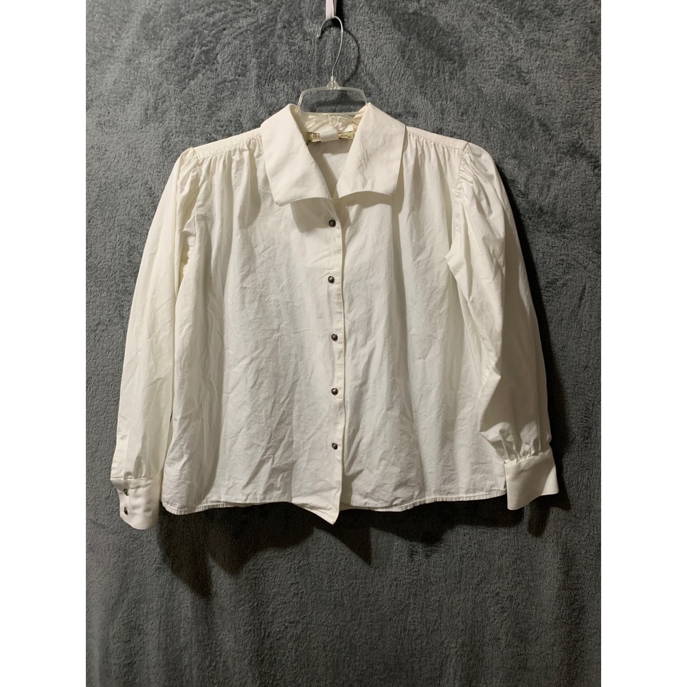 Wah Maker Vintage Collection White Cotton Western Blouse USA Made Small 779240